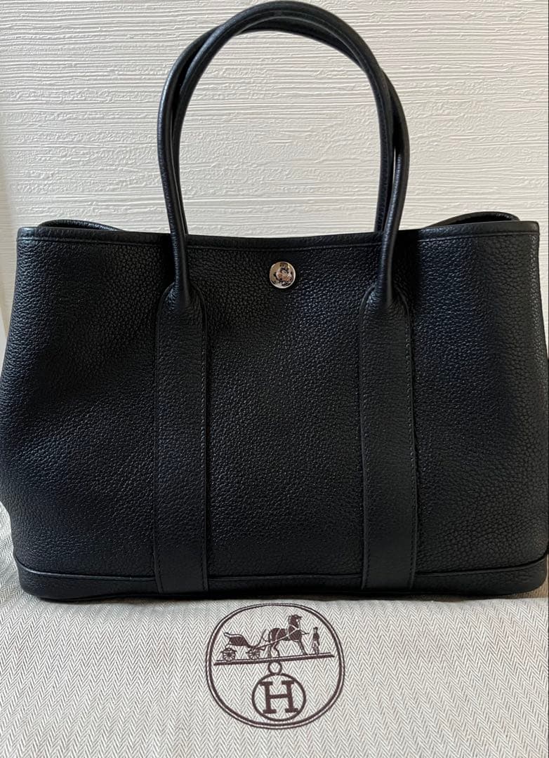 エルメス　ガーデンパーティー　ネゴンダ　レザー　黒　美品