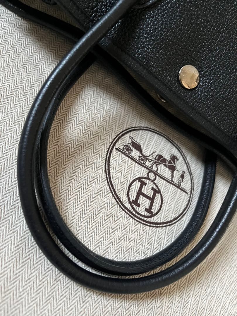 エルメス　ガーデンパーティー　ネゴンダ　レザー　黒　美品