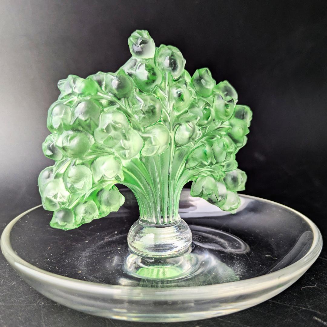 いちりんりんさん専用ルネ・ラリック幸運の鈴蘭ミュゲ緑彩パティナリングディッシュ希