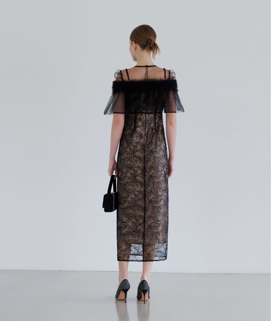 【@】LEJA 3WAYフラワーチュールアシンメトリーIラインドレス