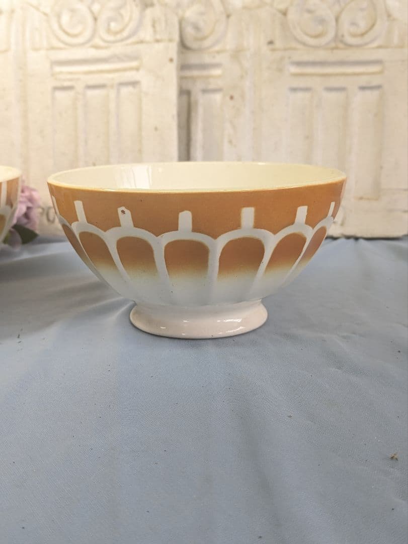 フランス アンティーク Luneville カフェオレボウル 直径15cm ペア