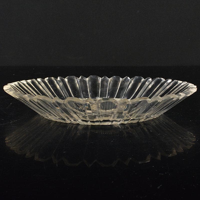 工芸ガラス　ギアマン切子クリスタルガラス　皿　時代箱付　V　R7069