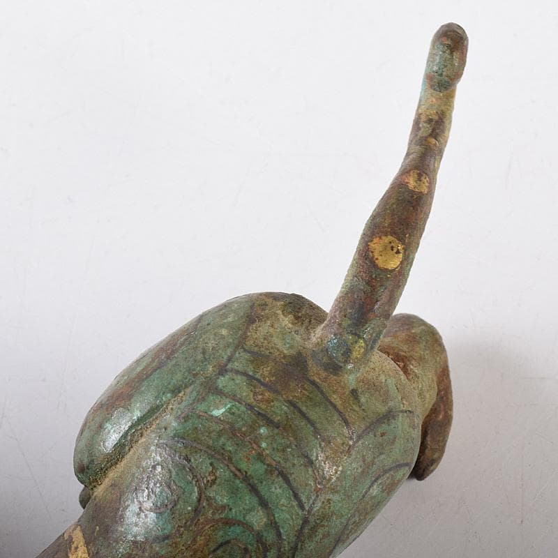 中国　古銅青銅鍍金　虎噬鹿　置物　M　R8096