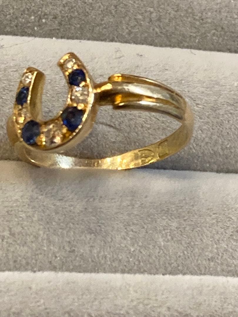 レ*ン様 アンティーク　ホースシューリング　オールドカットダイヤ　サファイア　馬