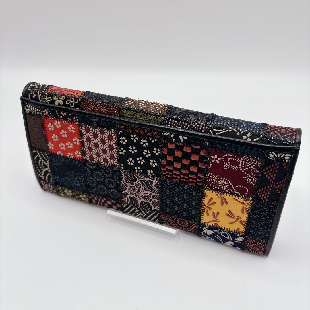 未使用級 印傳屋 印伝 パッチワークハンドバッグ JRA公認 鹿革 長財布付き