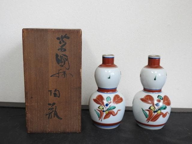 北出塔次郎　色絵酒瓶　共箱　M1508