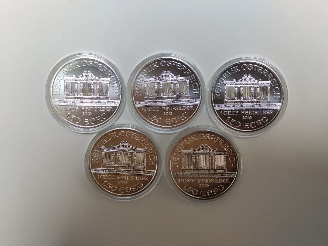 オーストリア造幣局発行 ウィーン銀貨 1オンス　5枚セット