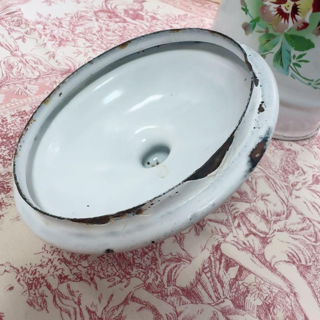 フランス　アンティーク　JAPY社　ホーロー キャニスター　ピンク　ジャピー