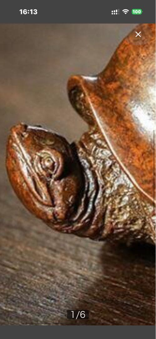 カメ 銅製 銅器 茶道、開運招財 亀の彫刻 茶色 小型