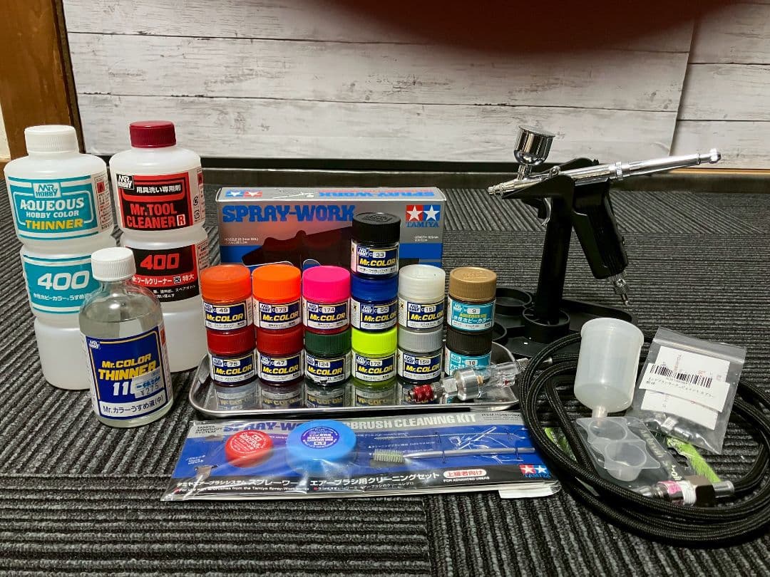 タミヤエアブラシ0.3トリガー74510塗料ミスターカラーなど、セット