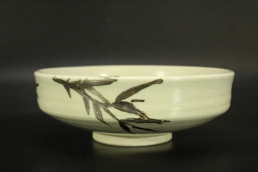 茶道具 真葛香斎造 笹絵 平茶碗 共箱(BB505)