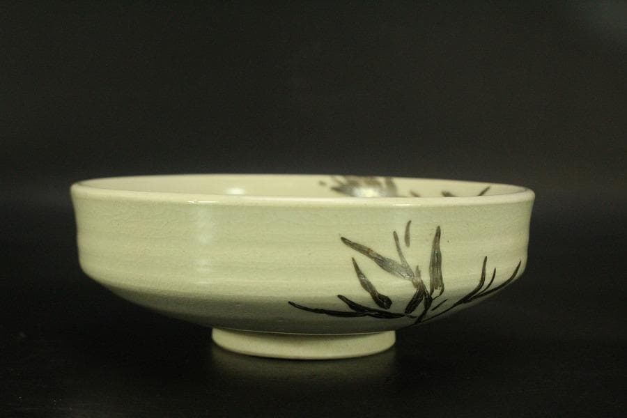 茶道具 真葛香斎造 笹絵 平茶碗 共箱(BB505)