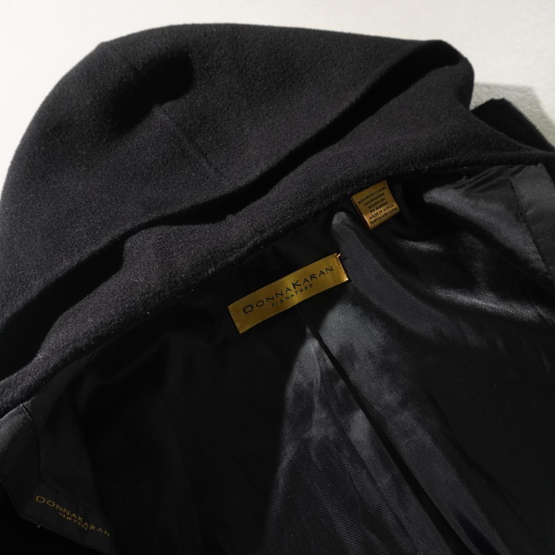DONNA KARAN フードウールジャケット コート ブラック/CZ178
