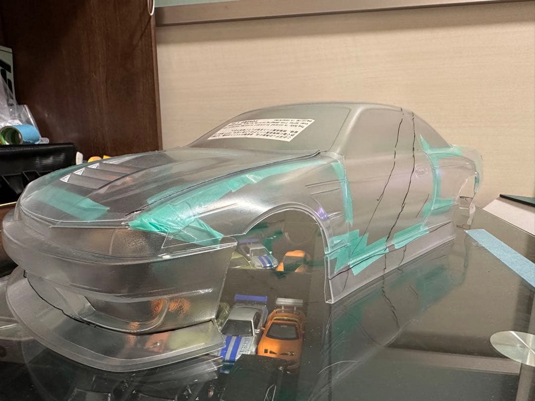 最終希少ヨコモS14前期シルビア後期アディクションフルエアロ　仮組済み未塗装品