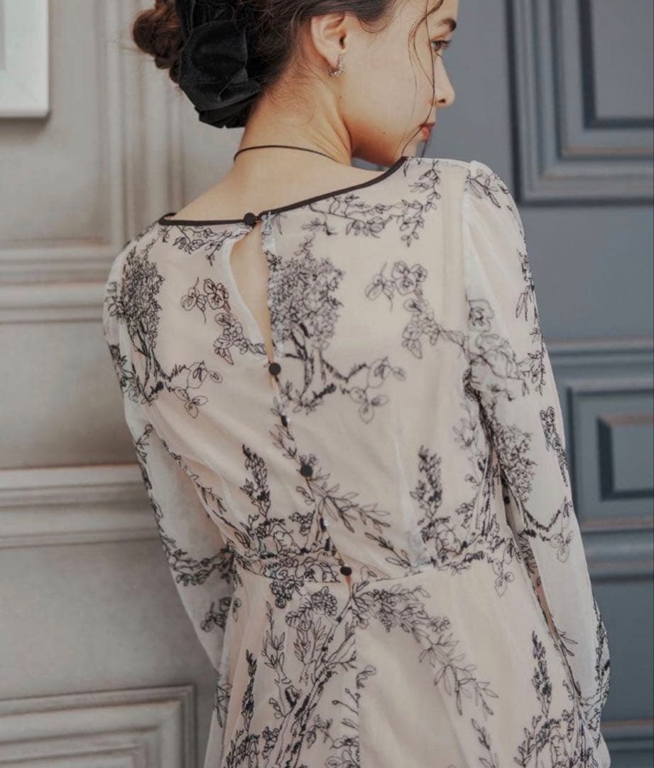 kastane 花柄刺繍 長袖オケージョンドレス