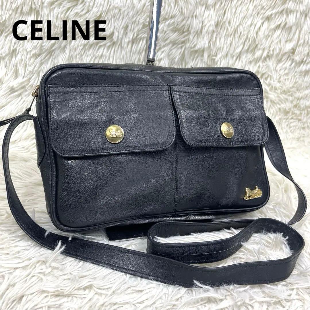 CELINE セリーヌ ショルダーバッグ　馬車金具 ヴィンテージ レザー