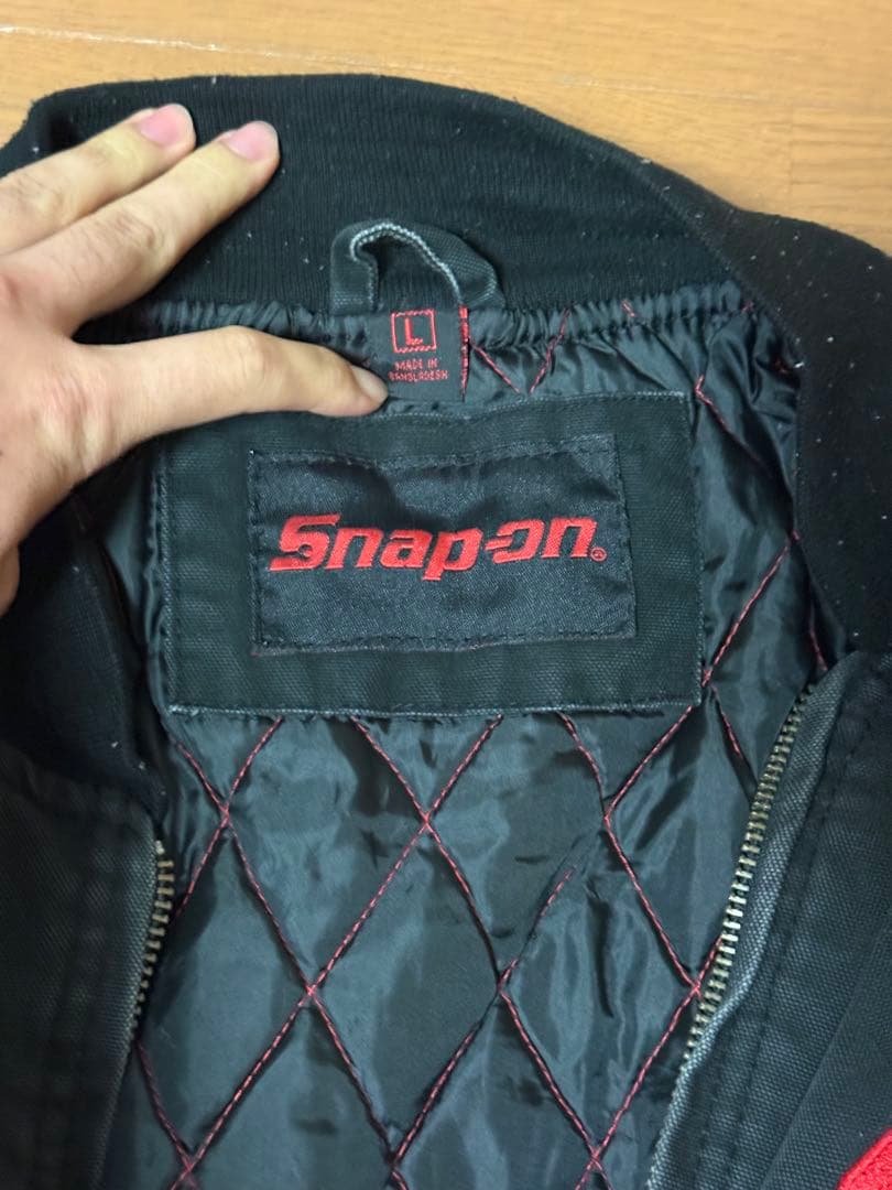 スナップオン ダックジャケット L 黒 ブラック 刺繍ロゴ