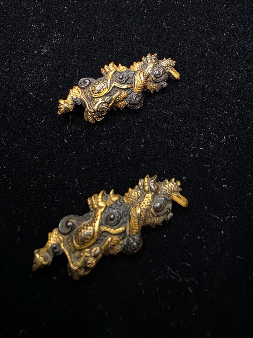 無銘 目貫 赤銅地 雲龍図 拵 日本刀 刀装具 骨董 古美術 江戸時代 時代物