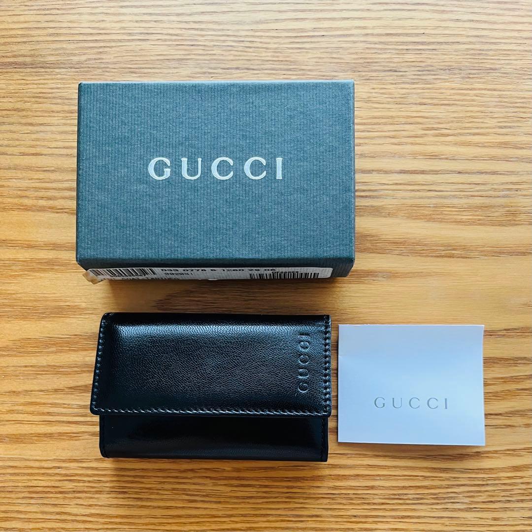 【未使用】GUCCI グッチ　キーケース　レザー　ブラック　箱付き