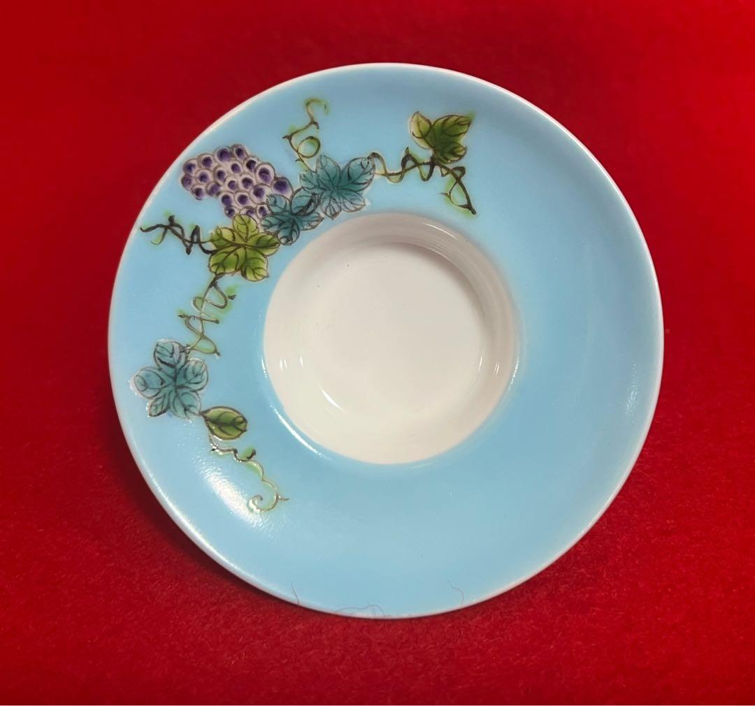 中国美術 古玩 葡萄紋樣 蓋碗 茶器 慎德堂製　茶道具