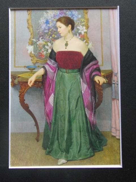 中山忠彦、花容、希少な画集より、新品高級額・額装付、状態良好