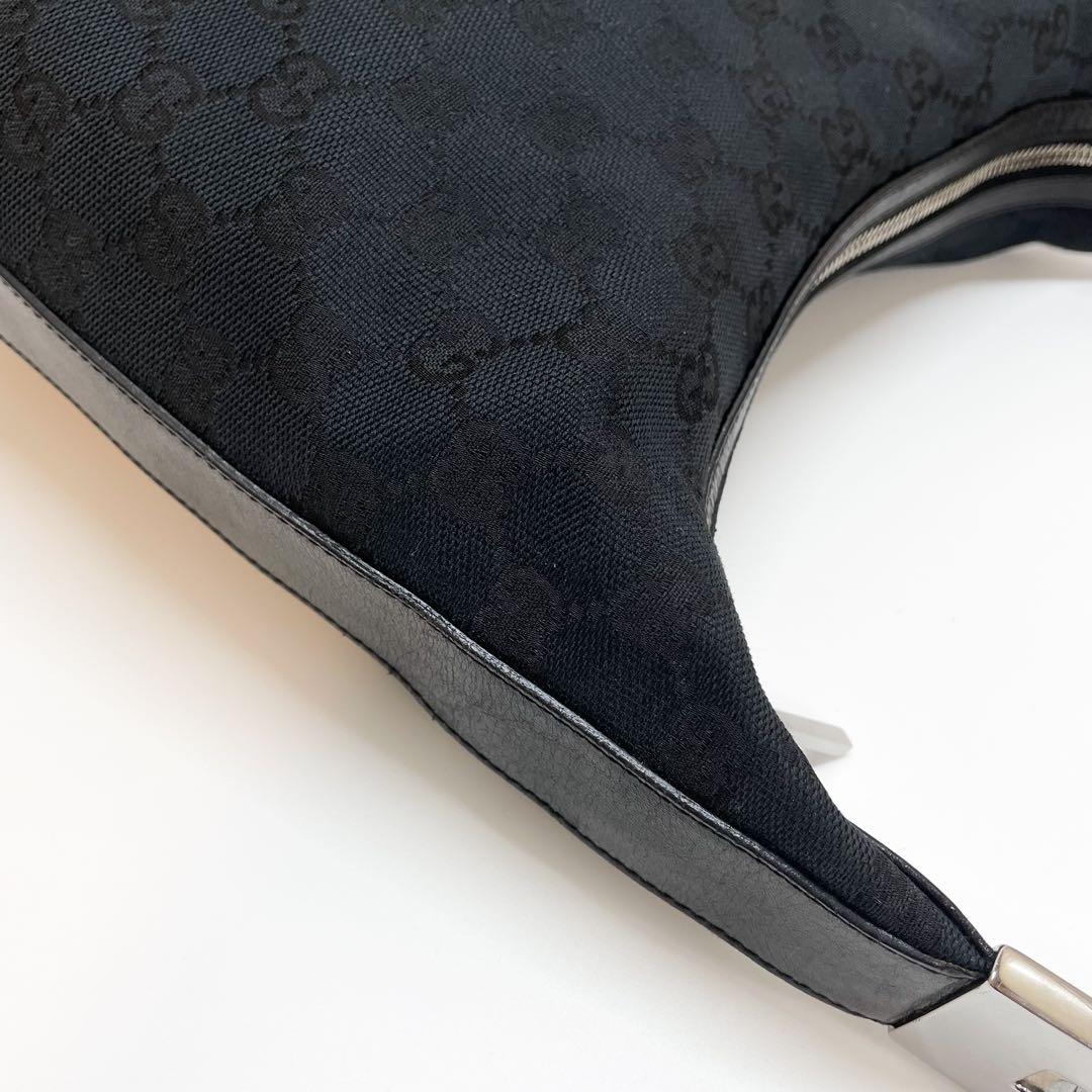 【美品】GUCCI ショルダーバッグ 肩掛け GG柄 ブラック レディース 伊製