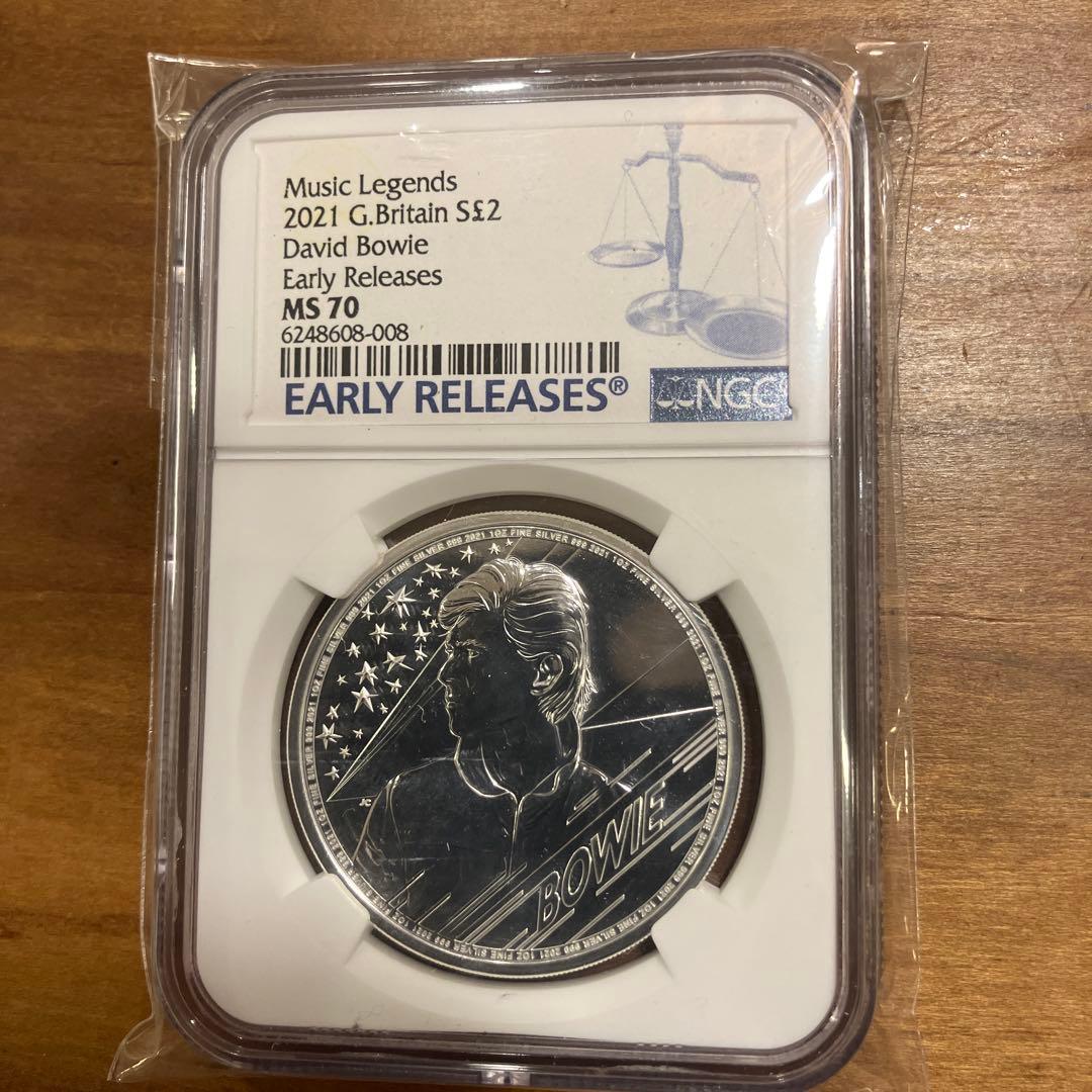 純銀1オンス銀貨デヴィッド・ボウイ 2021年 £2 銀貨NGSMS 70ER