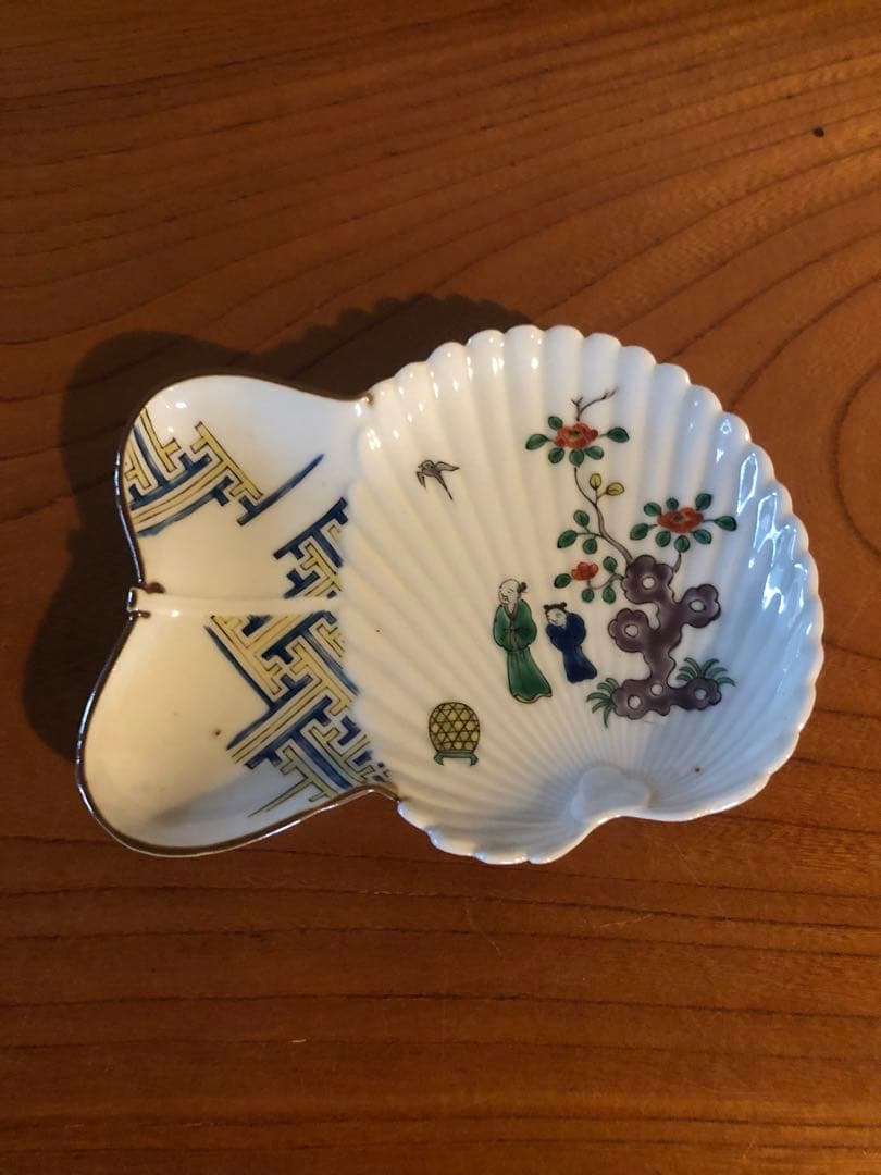 古九谷様式色絵人物文変形型物皿