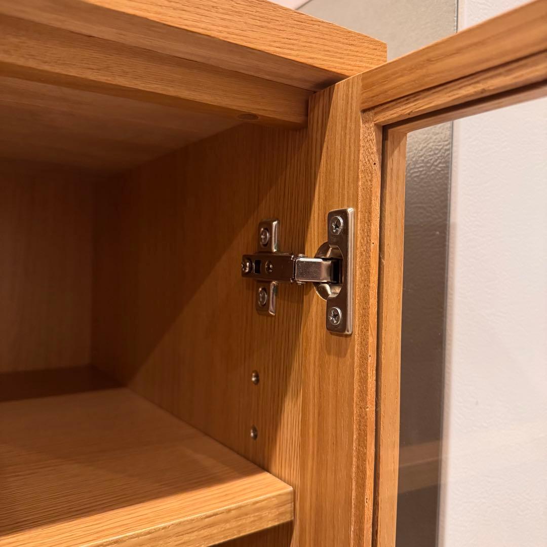 無印良品 脚付木製キャビネット ガラス扉 リビング収納 本棚 食器棚 インテリア