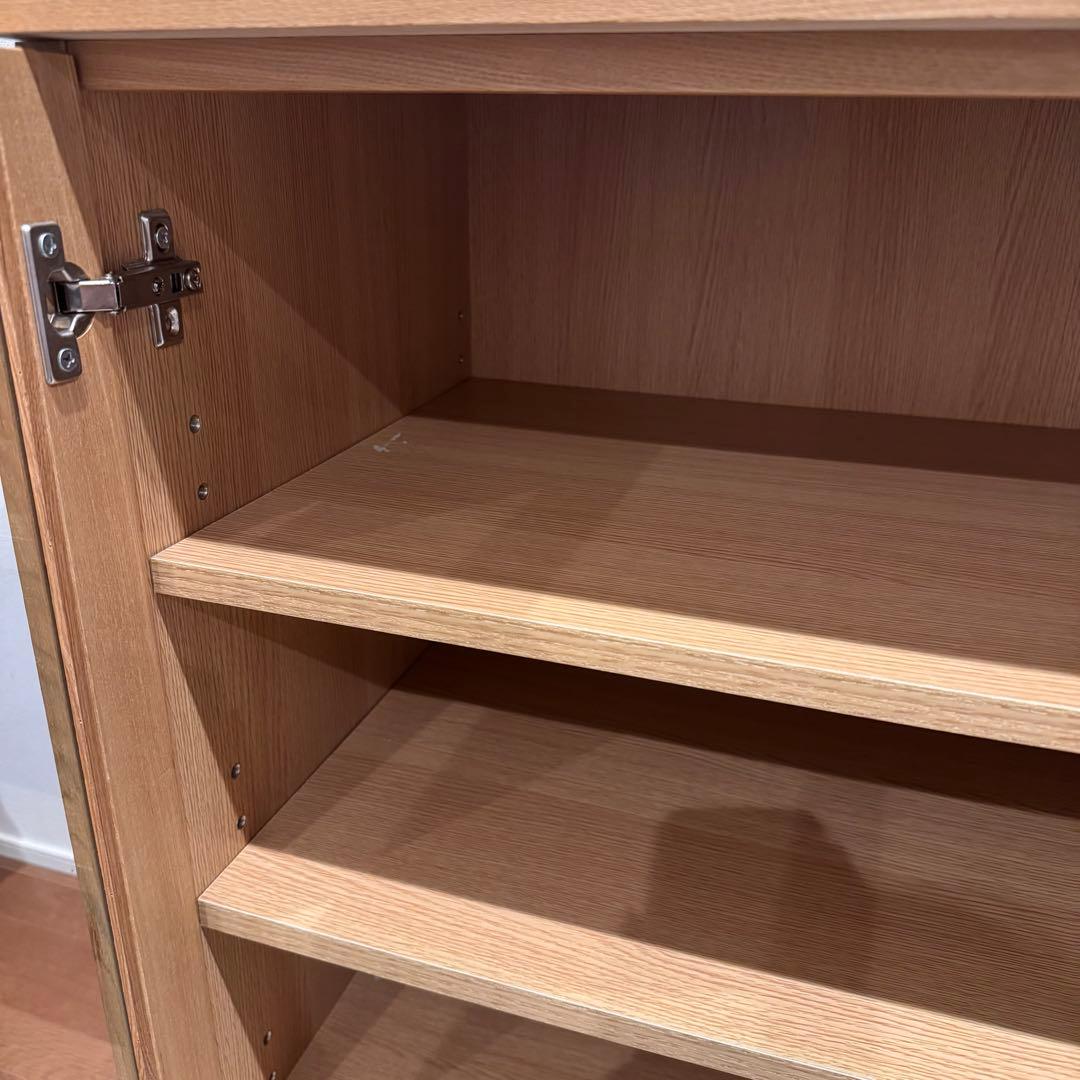 無印良品 脚付木製キャビネット ガラス扉 リビング収納 本棚 食器棚 インテリア