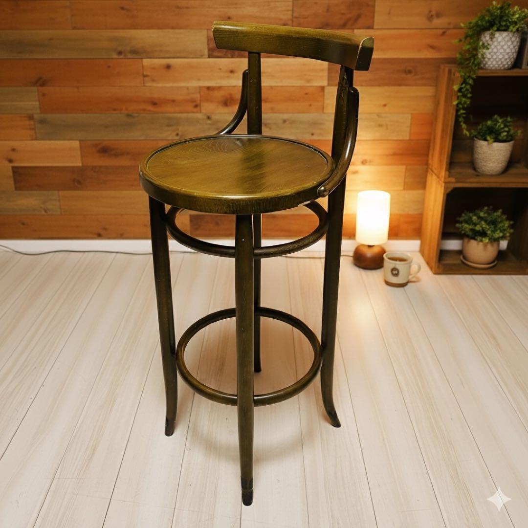 【秋田木工】　ベントウッドチェアー　曲木　ハイチェア