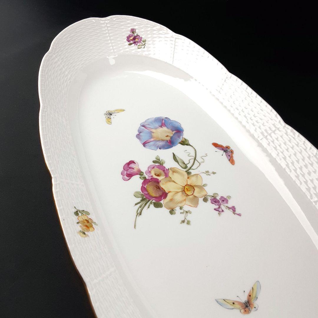 1905年 KPM ベルリン 手描き フィッシュプラター 51×24㎝　ma