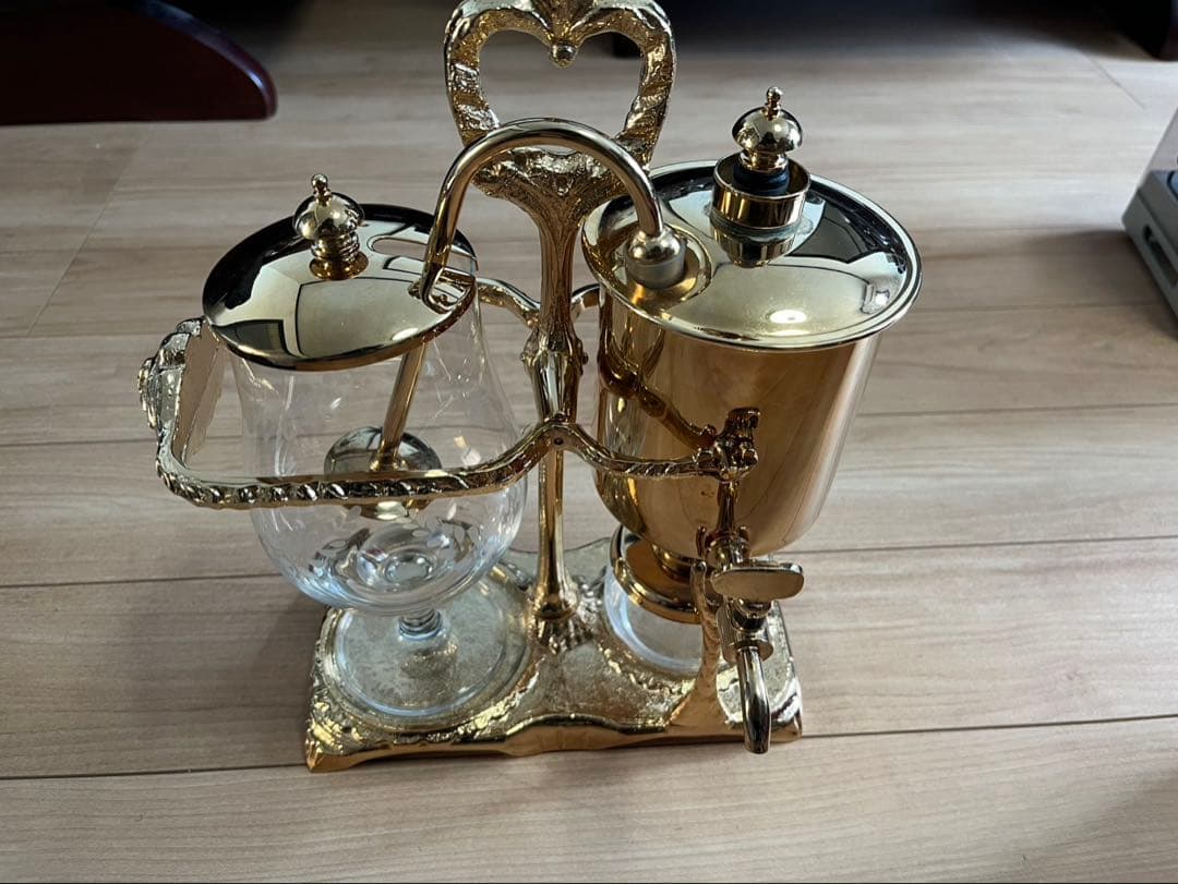 豪華 ベルギー式 サイフォン コーヒーメーカー ゴールド　アンティーク調