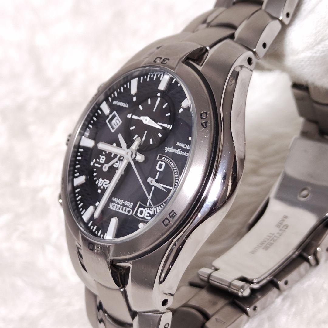 【稼働品】CITIZEN オルタナ エコドライブ クロノ デイト チタン