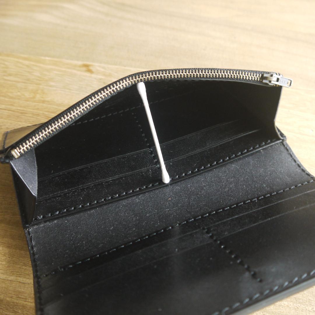 【くうねこ様】ヌメ革　栃木レザー　サドルレザー　ロングウォレット　二つ折り　黒