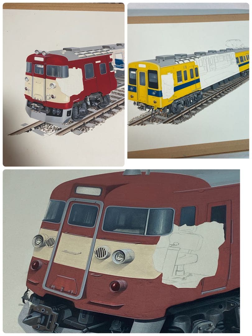 2555❣️ 鉄道　　オブジェ　電車　絵　3セット