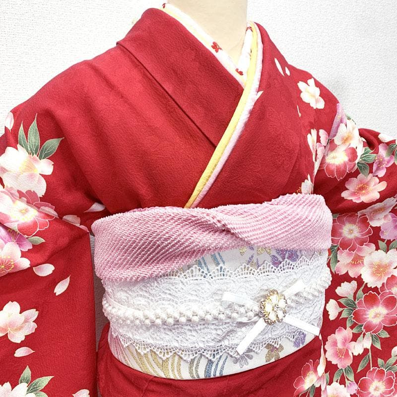 502z27☆可愛い！振袖 三松 重ね衿付 刺繍☆美品 成人式 結婚式 十三参り