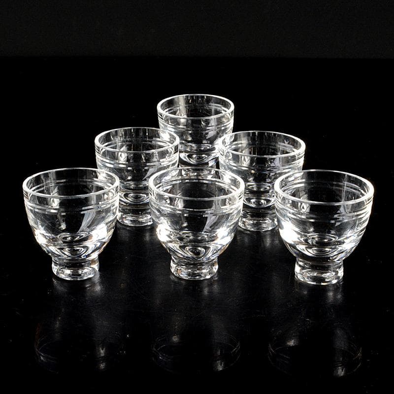 クリスタルガラス　冷酒グラス　酒杯　煎茶器　6客　桐箱付　V　6289