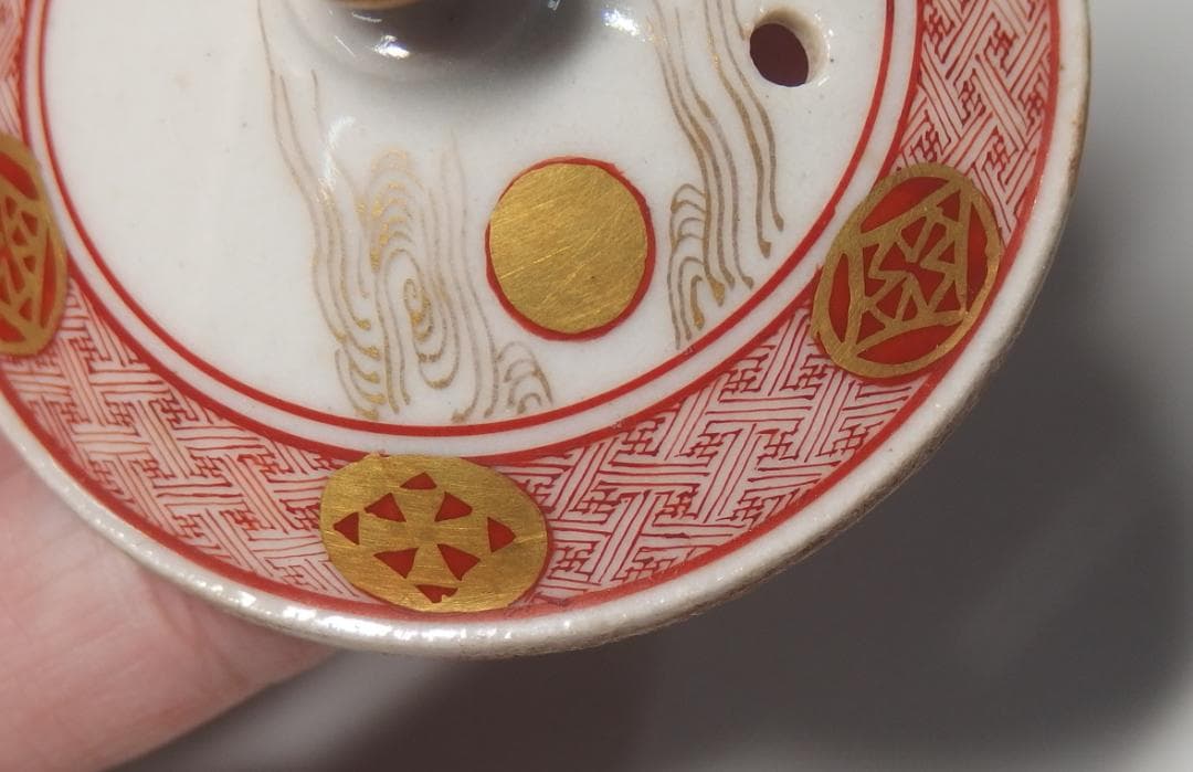 初代中村秋塘作/赤絵人物急須/赤絵細密/共箱/煎茶道具