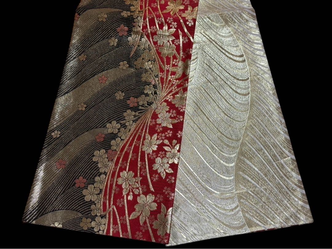 ブルー系の素敵な振袖・袋帯・帯揚げ・帯締めセット セミアンティーク ヴィンテージ