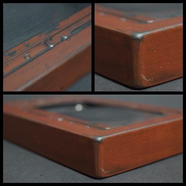 清 龍紋端渓硯 唐木紫檀硯台蓋付☆書道具☆時代物☆