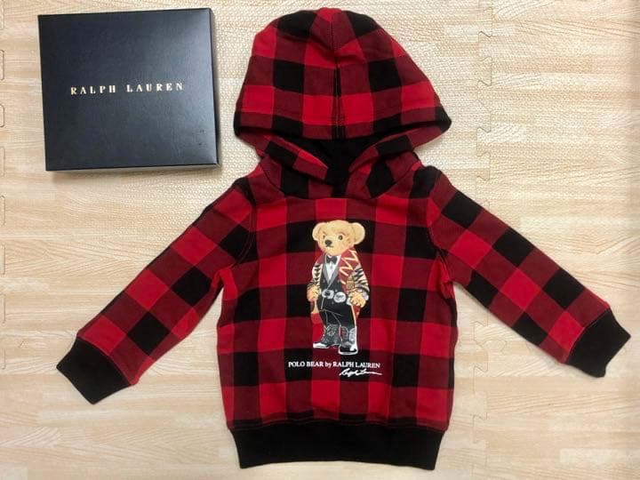 ラルフローレン　ホリデーコレクション　ポロベア　パーカー　赤チェック