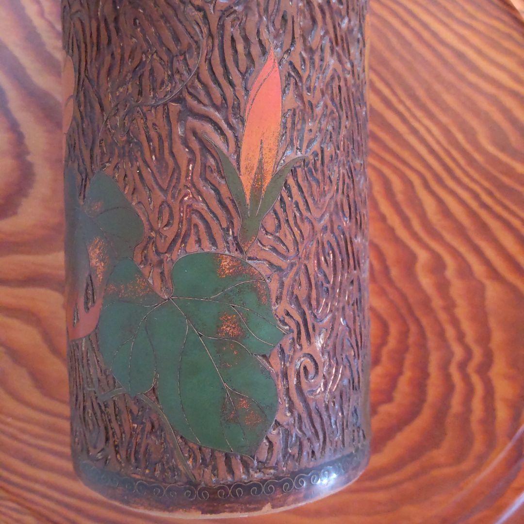 陶胎七宝 筆立て 朝顔 明治 アンティーク