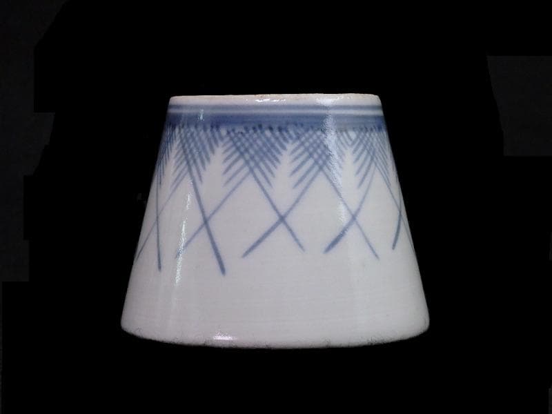 古伊万里　染付　桧垣草紋の図　蕎麦猪口　江戸期　080AS-CDf