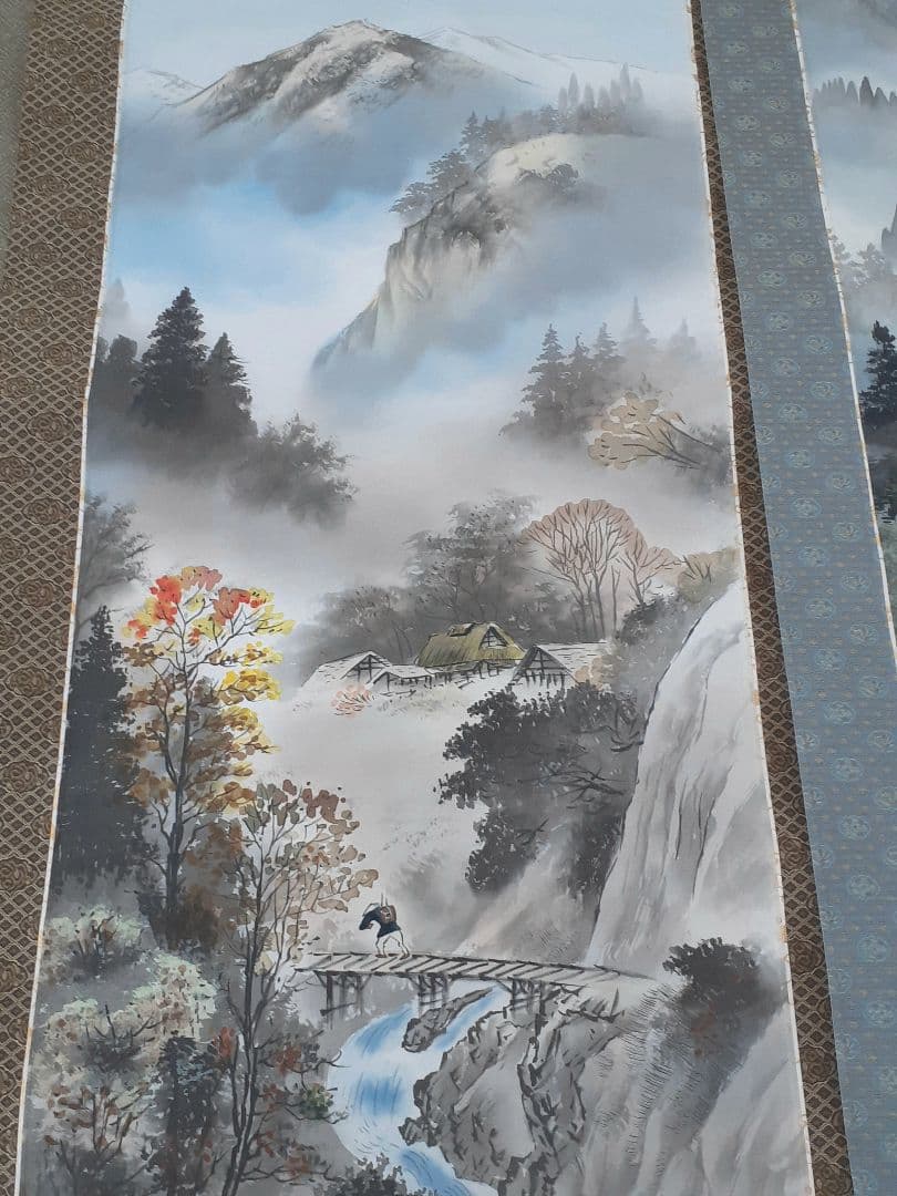 葛谷聖山　春夏秋冬 四季山水図　肉筆絹本　四幅掛軸　共箱　美品