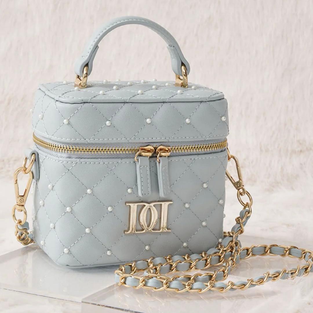 Darich 【ゴールドパーツ】キルティングパールスクエアミニバッグ SAX