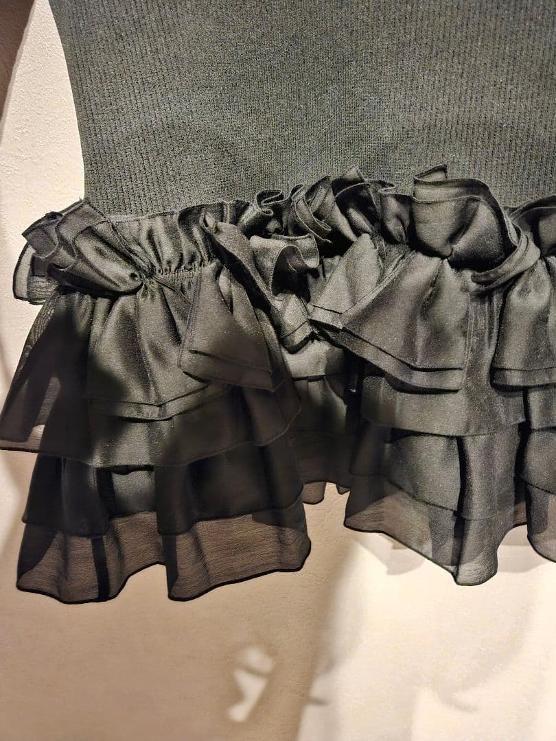 UNITED ARROWS　リボンペプラムニット　ブラック　ユナイテッドアローズ