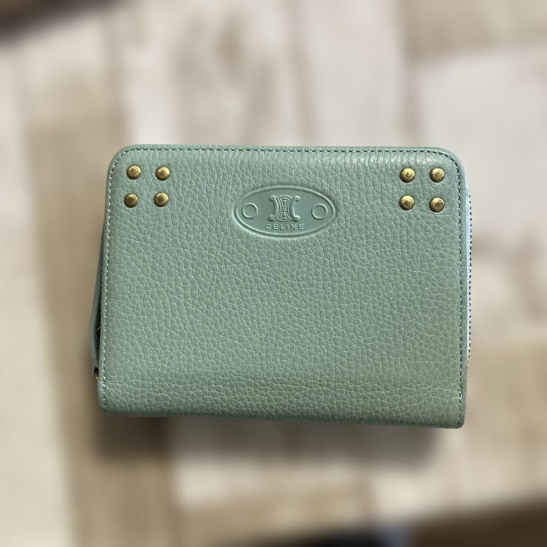 CELINE 二つ折り財布 ミントグリーン