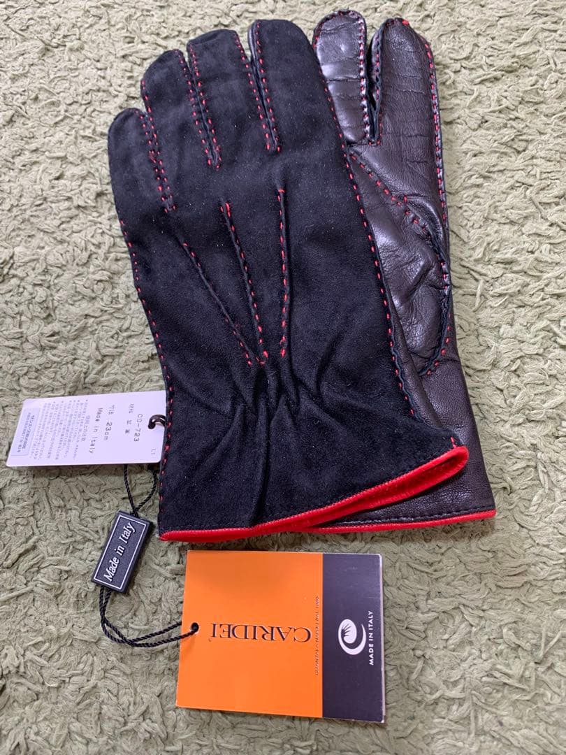 CARIDEI（カリデイ）レザーグローブス羊革レ手袋イタリア黒新品タグ付き