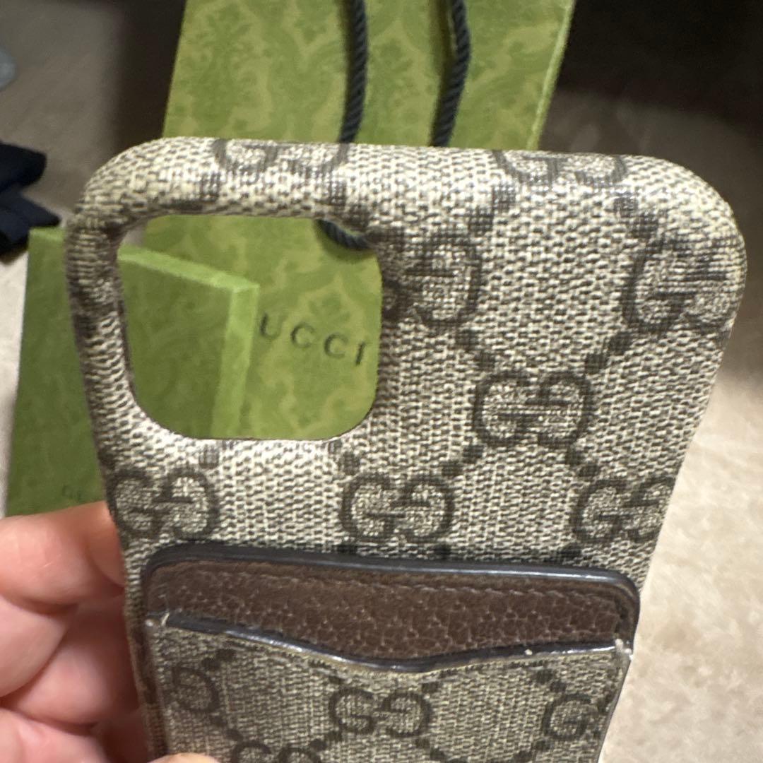 GUCCI iPhone 13 ケース ベージュ & エボニー